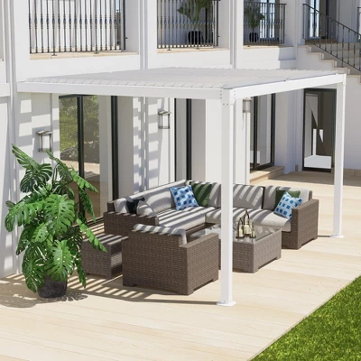 Aoodor Outdoor Louvered Pergola Adjustable Louvered Sloping Roof Wall-Mounted Pergola 11 Aoodor Outdoor Louvered Pergola Adjustable Louvered Sloping Roof Wall-Mounted Pergola - Image 9