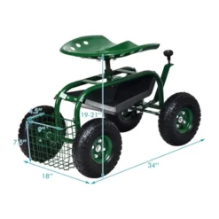 Costway Garden Cart Rolling Work Seat W/ Tool Tray Basket Green -Garden Furniture Discounts GUEST 6a63a60c 94bf 4ae7 b1a1 3d98cb5145b7