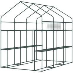 Outsunny 2-Tier Shelf Greenhouse With Door, Windows, PE Cover, Steel Frame For Outdoor Garden Plant & Plant Use, 84.25" X 56.25" X 76.75", Green -Garden Furniture Discounts GUEST 6ace938b 74f9 48ea b898 df0d573f9493