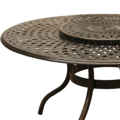 59" Contemporary Modern Mesh Lattice Aluminum Round Dining Table With Lazy Susan - Bronze - Oakland Living -Garden Furniture Discounts GUEST 6bf35d04 7882 40b4 9698 2f43351275a0
