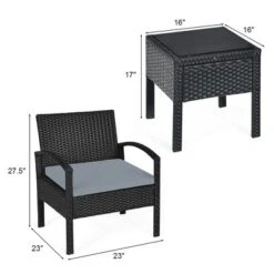 Costway 3PCS Patio Rattan Furniture Set Coffee Table Conversation Sofa Outdoor Cushioned Gray 14 Costway 3PCS Patio Rattan Furniture Set Coffee Table Conversation Sofa Outdoor Cushioned Gray -Garden Furniture Discounts GUEST 6c2dd64c 6385 4507 b334 259229a57388
