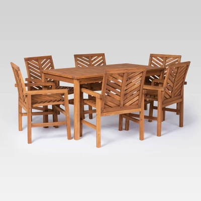 7pc Slatted Chevron Acacia Patio Dining Set - Saracina Home 13 7pc Slatted Chevron Acacia Patio Dining Set - Saracina Home - Image 11