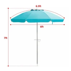 6.5' X 6.5' Portable Sunshade Beach Umbrellas With Tilt Aluminum Pole And Carrying Bag - Wellfor -Garden Furniture Discounts GUEST 6d0023af 35a9 4156 ad2a 08e9688eb72f
