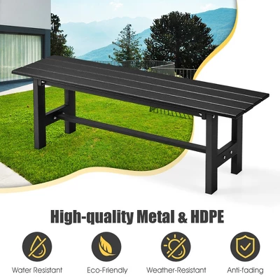Tangkula Outdoor HDPE Bench W/ Metal Frame 47" X 14" X 16" For Yard Garden 7 Tangkula Outdoor HDPE Bench W/ Metal Frame 47" X 14" X 16" For Yard Garden - Image 5