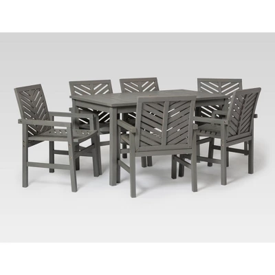 7pc Slatted Chevron Acacia Patio Dining Set - Saracina Home 6 7pc Slatted Chevron Acacia Patio Dining Set - Saracina Home - Image 4