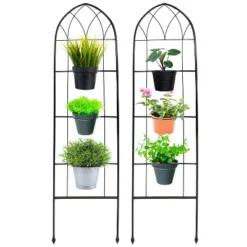 Sunnydaze Decor Sunnydaze 2-Piece Arched Climbing Plants Wall Trellis With Flower Pot Supports -Garden Furniture Discounts GUEST 6e7adb40 ff32 4a4f a2fd 7e5a48d5c8f4