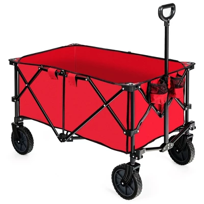 Costway Folding Collapsible Wagon Utility Camping Cart W/Wheels & Adjustable Handle RedGreyNavy 14 Costway Folding Collapsible Wagon Utility Camping Cart W/Wheels & Adjustable Handle RedGreyNavy - Image 12