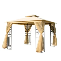 Outsunny 10' X 10' Outdoor Patio Gazebo Canopy With 2-Tier Polyester Roof, Mesh Netting Sidewalls, And Steel Frame 12 Outsunny 10' X 10' Outdoor Patio Gazebo Canopy With 2-Tier Polyester Roof, Mesh Netting Sidewalls, And Steel Frame -Garden Furniture Discounts GUEST 6f1ed523 abea 4d8f a05d 3be762add60d