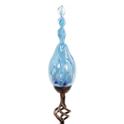30" Pearlized Glass Solar Flame Stake Light Blue - Exhart -Garden Furniture Discounts GUEST 6f865b1e fe26 4fa5 84f4 9a90a96b13b5