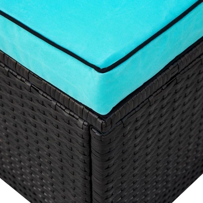 7pc Wicker Outdoor Sectional Seating Set With Cushions - Dark Brown/Blue - GODEER 7 7pc Wicker Outdoor Sectional Seating Set With Cushions - Dark Brown/Blue - GODEER - Image 5