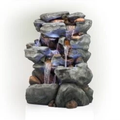 54" Resin 5-Tier Rock Fountain With LED Lights Dark Brown - Alpine Corporation -Garden Furniture Discounts GUEST 706c90ab 7dac 4e51 a839 487d9b2a5f1e