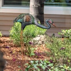 30" Metal Crane Statue - Alpine Corporation
