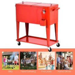 Costway 80-quart Cooler Beer Cart Outdoor Entertaining Rolling Party Steel Bar Bistro -Garden Furniture Discounts GUEST 709ffc5d b85b 4638 838f 05ee0eb3f3f3