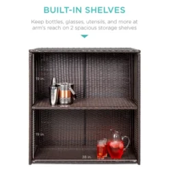 Best Choice Products 3-Piece All-Weather Wicker Bar Table Set For Patio, Backyard W/ 2 Stools, Glass Tabletop - Brown -Garden Furniture Discounts GUEST 70bfb54f faa0 4ccd 9d74 ed52bb7a94f3