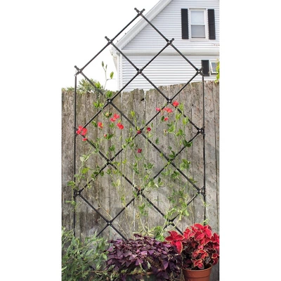Achla Designs 95" Traditional Freestanding Lattice Iron Garden Trellis Graphite Powder Coat Finish 3 Achla Designs 95" Traditional Freestanding Lattice Iron Garden Trellis Graphite Powder Coat Finish