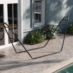 Emma And Oliver Black 550 Lbs. Capacity Heavy Duty Steel Two Person Hammock Stand For Hammocks 9 To 14 Feet Long -Garden Furniture Discounts GUEST 715e103c fec1 4532 bfe8 ff1ccb137a6b