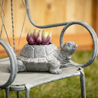 6"H Sullivans Charcoal Tortoise Planter, Gray 4 6"H Sullivans Charcoal Tortoise Planter, Gray - Image 2