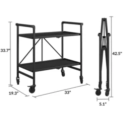 Indoor/Outdoor Folding Serving Cart With Wheels & Shelves - Black - Room & Joy -Garden Furniture Discounts GUEST 71ff24e1 aef2 452f bafe 6a81dd111a68