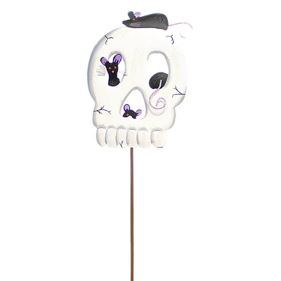 Halloween Skeleton With Rats Stake - One Garden Stake 29 Inches - Rodents - F22010 - Metal - White 3 Halloween Skeleton With Rats Stake - One Garden Stake 29 Inches - Rodents - F22010 - Metal - White
