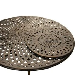 59" Contemporary Modern Mesh Lattice Aluminum Round Dining Table With Lazy Susan - Bronze - Oakland Living