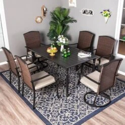 Outdoor Steel Rectangle Dining Table With 1.77" Umbrella Hole - Captiva Designs -Garden Furniture Discounts GUEST 740734bf d6c5 4865 af45 b85af56662bd