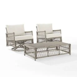 3pc Thatcher Outdoor Steel Conversation Set Creme/Driftwood - Crosley -Garden Furniture Discounts GUEST 744e2edb b935 447d 8d31 624b64cefdcb