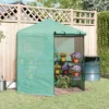 Outsunny Walk-in Greenhouse Outdoor 3 Tier 10 Shelf Warm House Garden Hexagonal Hot House With Roll-Up Zipper Door & Steel Frame
