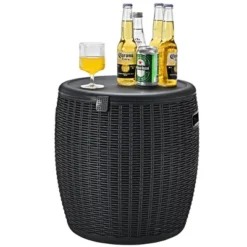 Costway 9.5 Gallon 4-in-1 Patio Rattan Cool Bar Cocktail Table Side Table BrownBlack -Garden Furniture Discounts GUEST 75117242 487f 41df 9889 e7a684d1b2fa