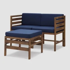 3pc Modular Acacia Wood Patio Chat Set With Cushions - Saracina Home -Garden Furniture Discounts GUEST 75715dfc 345c 4dac 84f9 12b8f90851ce