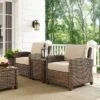 Bradenton 3pc Outdoor Wicker Seating Set With Two Chairs & Side Table Sand - Crosley