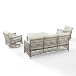 4pc Thatcher Outdoor Steel Seating Set Creme/Driftwood - Crosley -Garden Furniture Discounts GUEST 78e56199 5d5a 4e22 aaad 607e221750a2