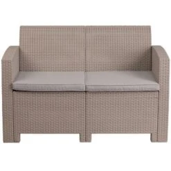 Merrick Lane Outdoor Furniture Resin Loveseat Faux Rattan Wicker Pattern 2-Seat Loveseat With All-Weather Cushions -Garden Furniture Discounts GUEST 79186cfc 0ce0 4644 84c3 2f30eea70e35