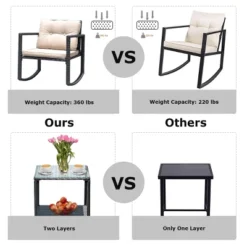 Tangkula 3 PCS Patio Chair Table Set Wicker Rattan Furniture Beige/Red/Blue/Black -Garden Furniture Discounts GUEST 799a58d1 1680 4eca 87b1 26715c8e33cf