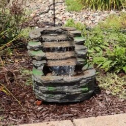 Sunnydaze Decor Sunnydaze 14"H Electric Polyresin Shale Falls Outdoor Water Fountain With LED Lights -Garden Furniture Discounts GUEST 7a5b7614 5546 4fa6 9c43 14a978ad61b3