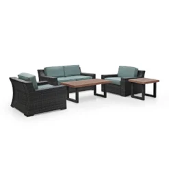 Beaufort 5pc Outdoor Wicker Conversation Set - Mist - Crosley -Garden Furniture Discounts GUEST 7a6dee83 0ee2 42fd b9a3 6c74f154e0c4
