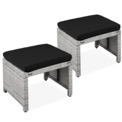 Best Choice Products Set Of 2 Multipurpose Patio Wicker Ottomans W/ Removable Cushions, Steel Frame -Garden Furniture Discounts GUEST 7acb84cf b233 4caa 9322 1b121c64e8d0