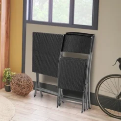 Costway 3PCS Patio Folding Rattan Bistro Set Chairs Backrest Table Garden Deck -Garden Furniture Discounts GUEST 7c3ad54c 09b5 4c98 bdb5 2bb01603fe72