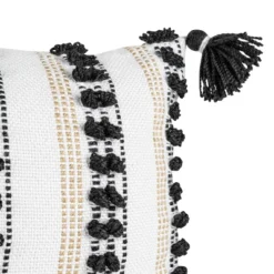 Black Tassels, Tan Striped 14X22 Hand Woven Filled Outdoor Pillow - Foreside Home & Garden -Garden Furniture Discounts GUEST 7d1cc4a0 f5ff 48f8 a1f1 b04b11641dd5