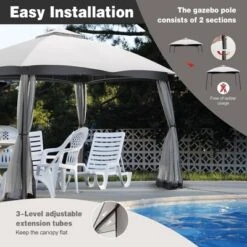 Costway 10x12 FT 2-Tier Patio Gazebo Canopy Netting Heavy-Duty Metal Easy-Setup Outdoor -Garden Furniture Discounts GUEST 7dca33c9 826f 446d 8f13 e76bf7d35a17