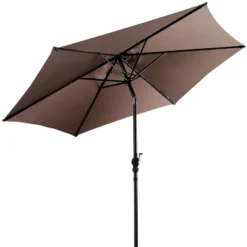 Costway 9ft Patio Umbrella Patio Market Steel Tilt W/ Crank Outdoor Yard Garden (Tan) -Garden Furniture Discounts GUEST 7e000bf6 5e94 4e44 9e0e a4e1b0ae1d5f