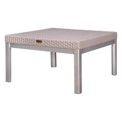 Russ Rattan Coffee Table With Aluminum Legs - Lagoon 6 Russ Rattan Coffee Table With Aluminum Legs - Lagoon - Image 4