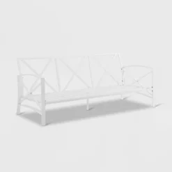 Kaplan Outdoor Metal Sofa White With Gray Cushions - Crosley -Garden Furniture Discounts GUEST 7ebc43af 5c7f 4458 9081 594c4a09c498