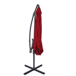 8.2' X 8.2' Square Patio Offset Deck Umbrellas With Cross Base - Wellfor