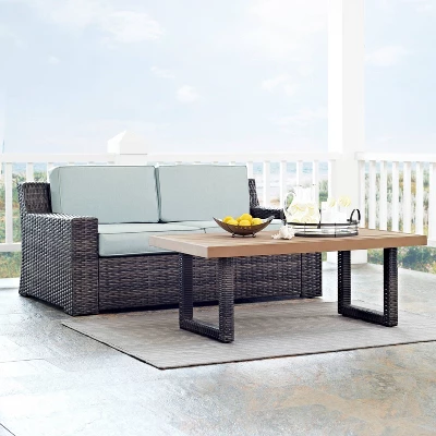 Beaufort 2pc Outdoor Wicker Chat Set - Mist - Crosley 3 Beaufort 2pc Outdoor Wicker Chat Set - Mist - Crosley