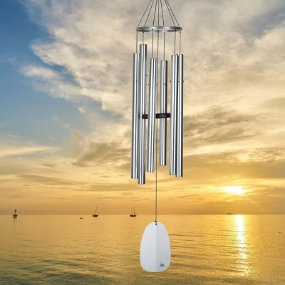 Woodstock Wind Chimes Signature Collection, Woodstock Windsinger Chime, Amazing Grace 49'' Silver Wind Chime WWAG 3 Woodstock Wind Chimes Signature Collection, Woodstock Windsinger Chime, Amazing Grace 49'' Silver Wind Chime WWAG