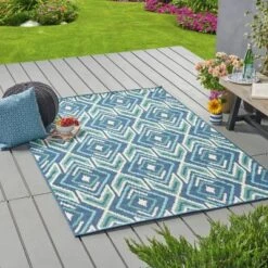 Myrtle Geometric Outdoor Rug Navy/Green - Christopher Knight Home -Garden Furniture Discounts GUEST 8023633b 3678 453f 8e44 c4547d0d408b