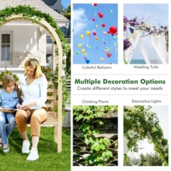 Costway Wooden Garden Bench Arch Pergola Outdoor Arbor W/backrest Patio Trellis Pergola -Garden Furniture Discounts GUEST 803f727b 433b 421b bd7f cd6f36c13191