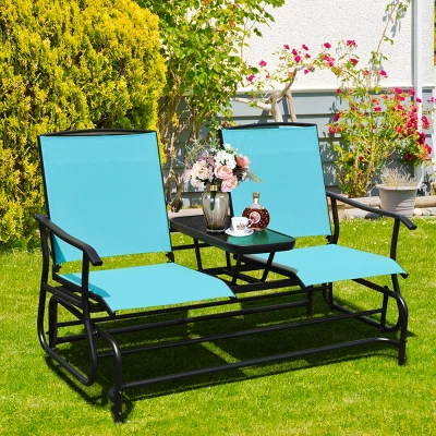 Tangkula Patio Loveseat Rocking 2 Person Outdoor Double Glider Chair With Center Table 3 Tangkula Patio Loveseat Rocking 2 Person Outdoor Double Glider Chair With Center Table