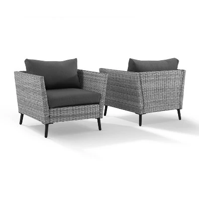 Richland 2pk Outdoor Wicker Armchairs - Charcoal - Crosley 9 Richland 2pk Outdoor Wicker Armchairs - Charcoal - Crosley - Image 7