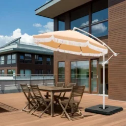 Captiva Designs 9ft Fringed Cantilever Offset Patio Market Umbrella -Garden Furniture Discounts GUEST 828dd997 3a3a 4109 bd63 041920542b43